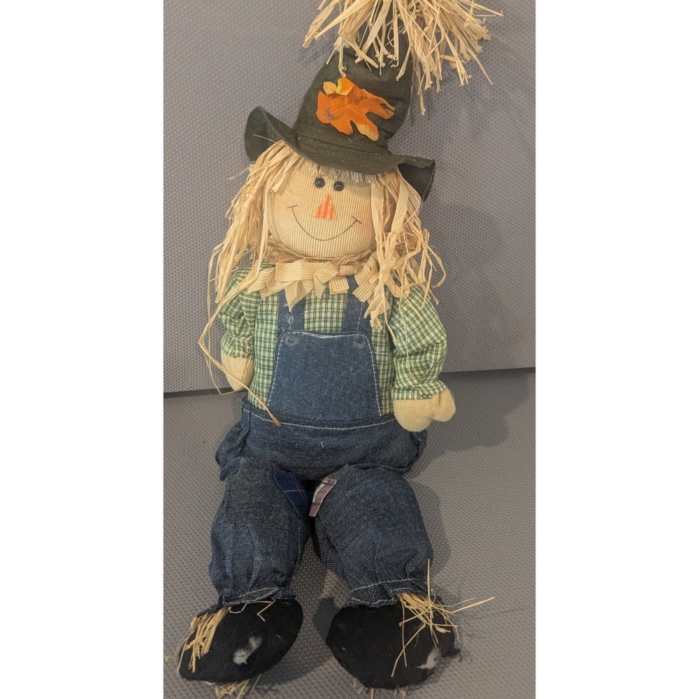 Vintage Harvest Scarecrow Plush Doll Shelf Sitter Autumn Fall Thanksgiving Decor